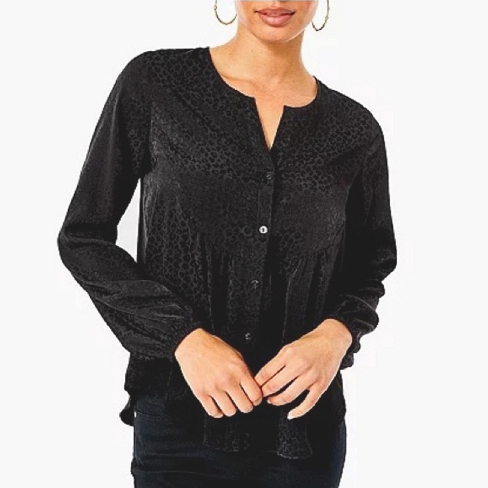 LILLY PULITZER Hensley Top In Onyx Petite Leopard Jacquard. Size Large. NWT